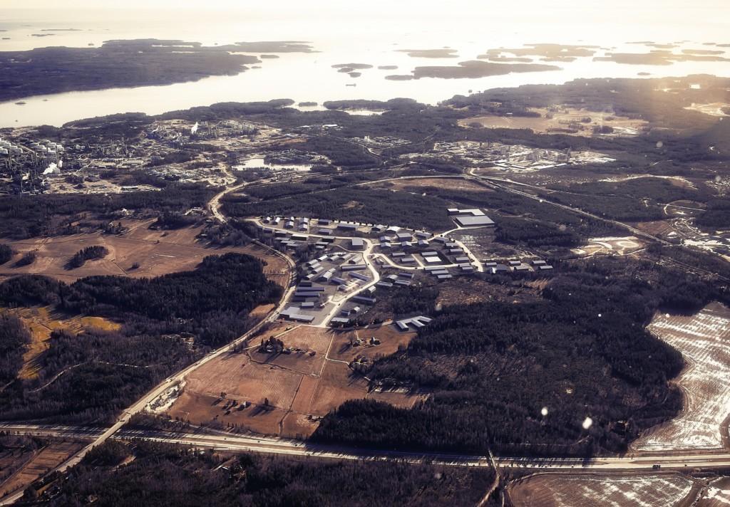 Flygfoto från Sköldvik företagsområde.