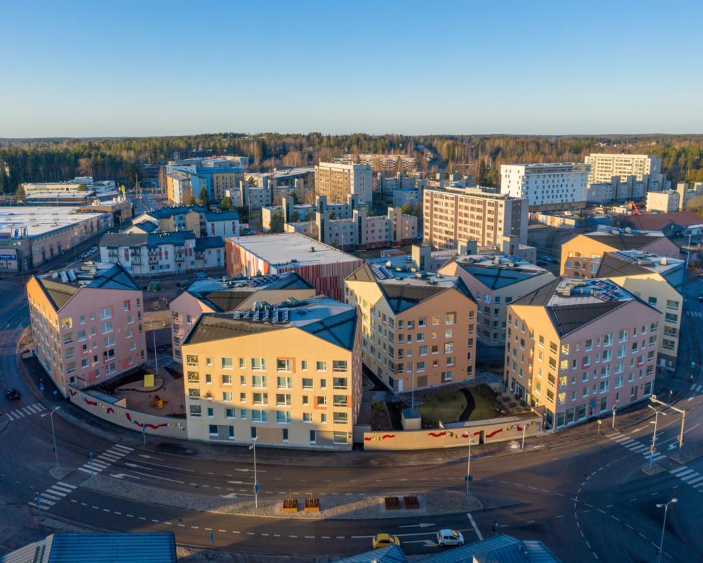 Ilmakuva Länsirannan asuinalue.