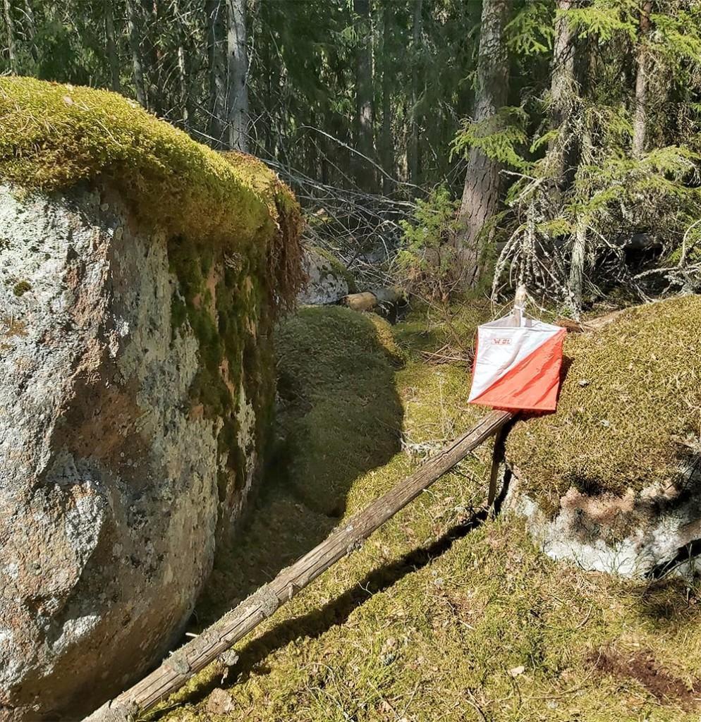 Kuntosuunnistuksen rastilippu.