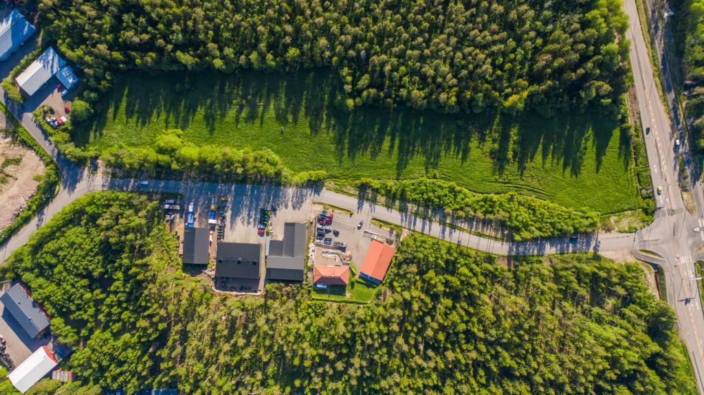 Småindustrivägens tomter, flygfoto.