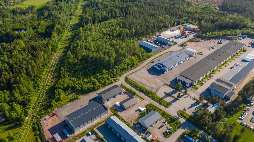 Armerarvägens tomter med omgivande landskap, flygfoto.