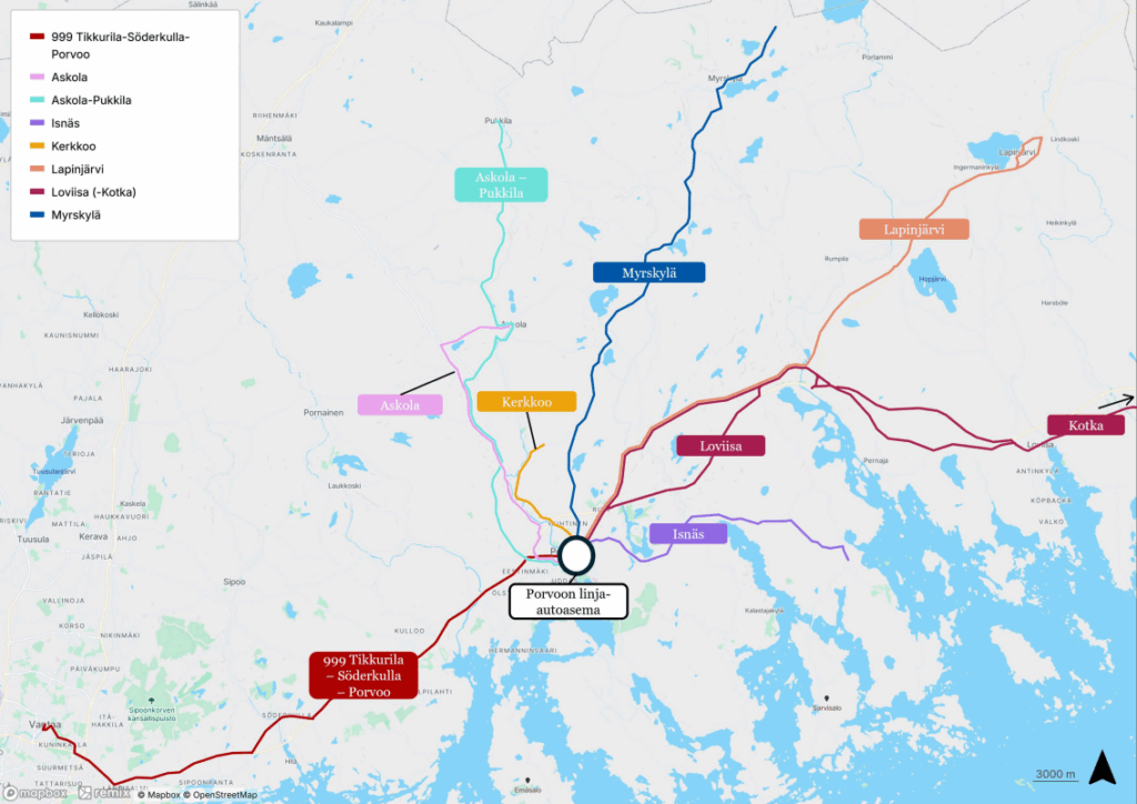 Kuva kesän seutuliikenteen reiteistä 2026