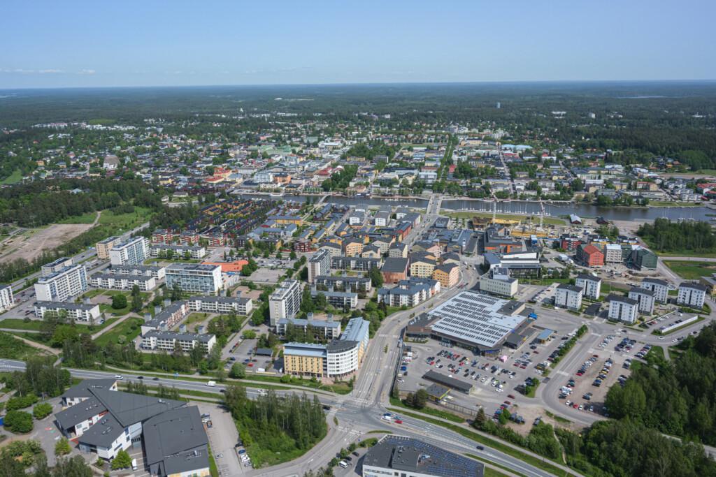 Ilmakuva Porvoon keskusta.