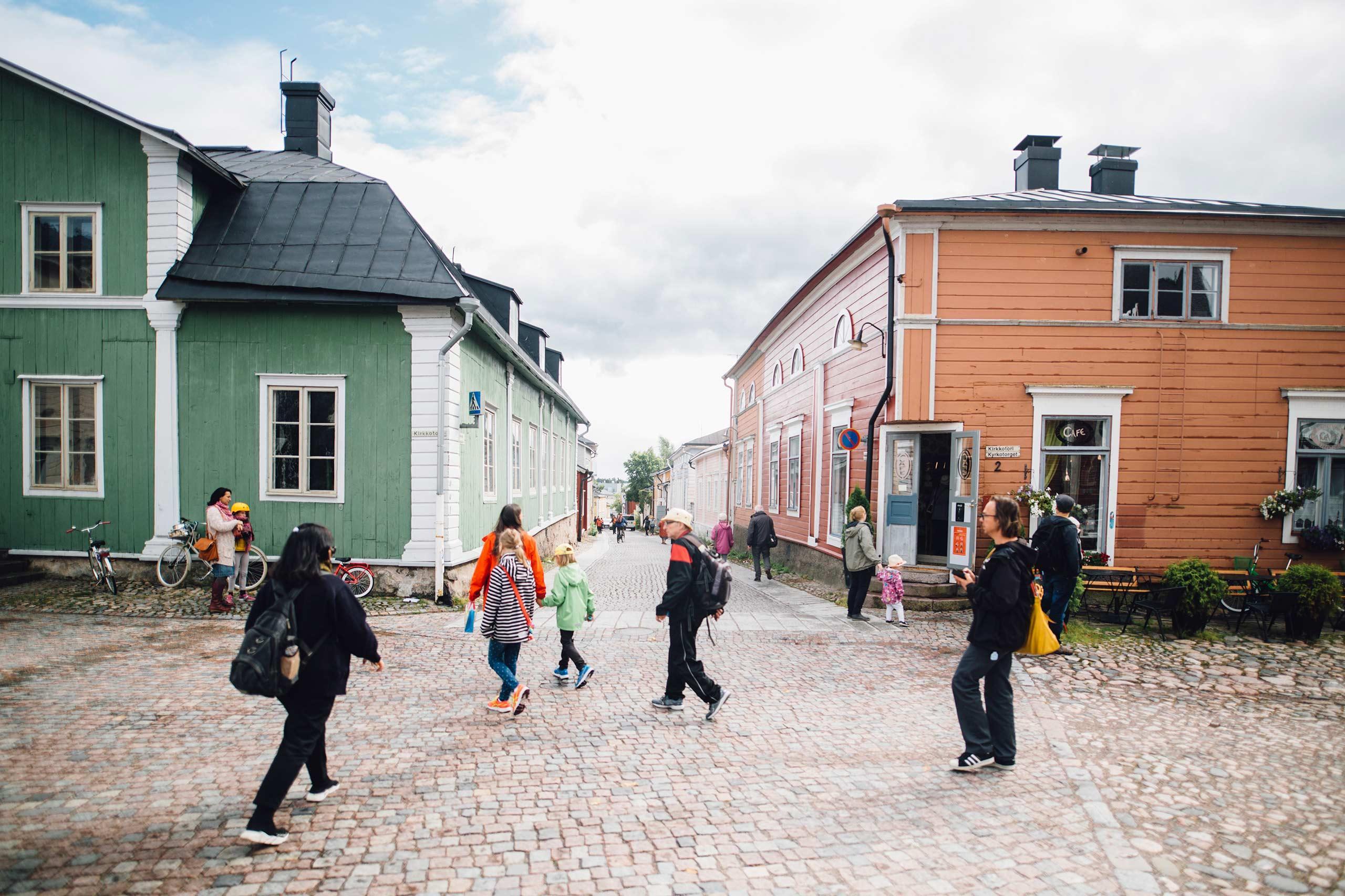 People strolling in Old Porvoo