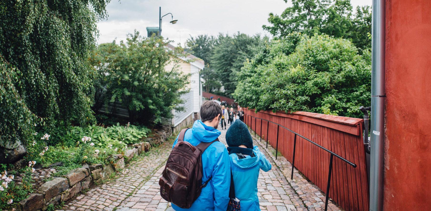 Two tourists in Old Porvoo